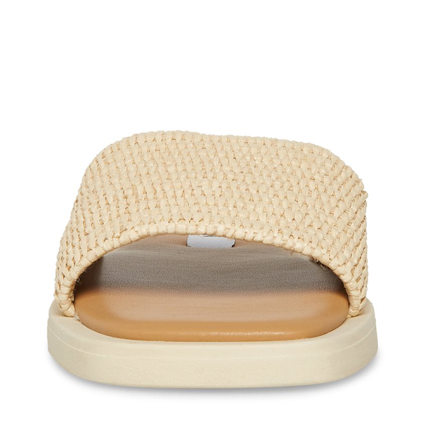 Beige Steve Madden Leigh Natural Women's Slides | PH 2059ICX